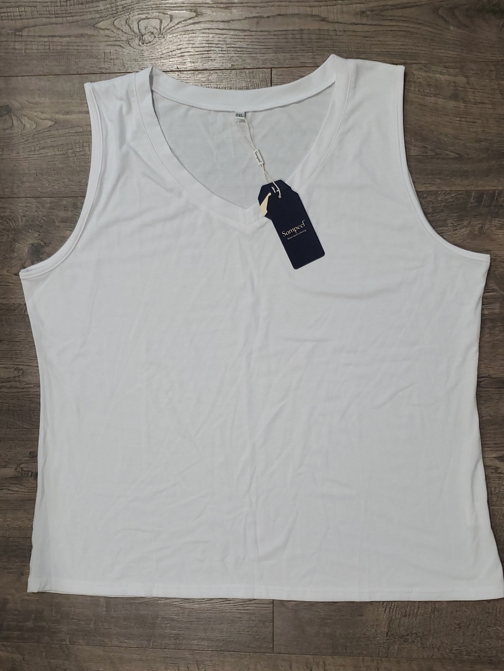 White V-Neck Sleeveless Tank Top by St. Joseph